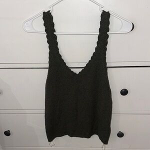 Blue Rain Dark Green Knit Tank Top